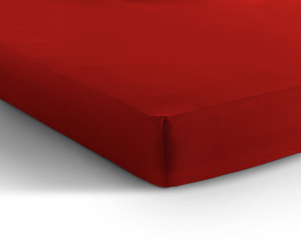 Hoeslaken jersey katoen rood 190/200 x 200/220 cm, hoekhoogte 30 cm, voor matras en boxspring