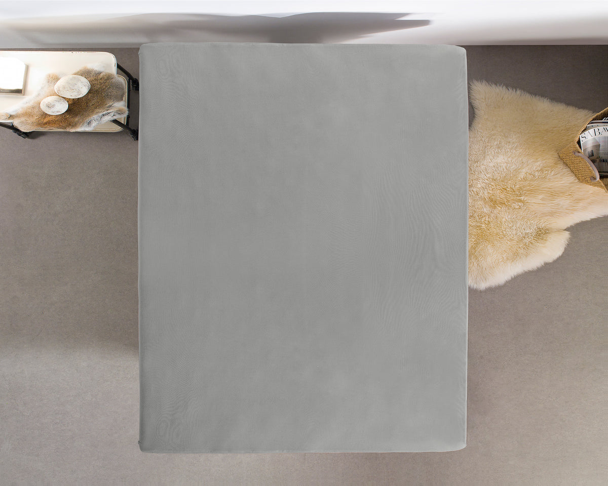 Hoeslaken jersey katoen grijs 190/200 x 200/220 cm, hoekhoogte 30 cm, voor boxspring en matras