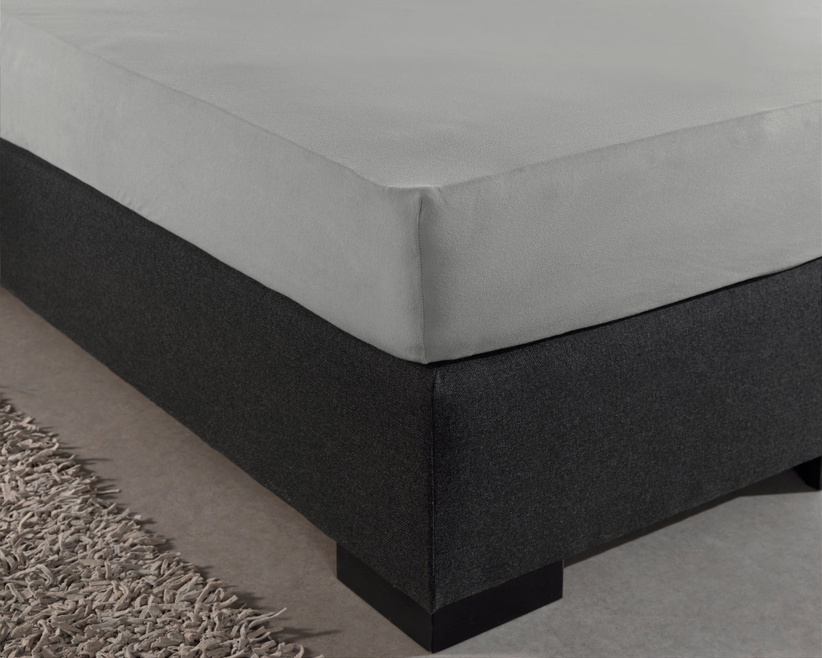 Hoeslaken jersey katoen grijs 190/200 x 200/220 cm, hoekhoogte 30 cm, voor boxspring en matras