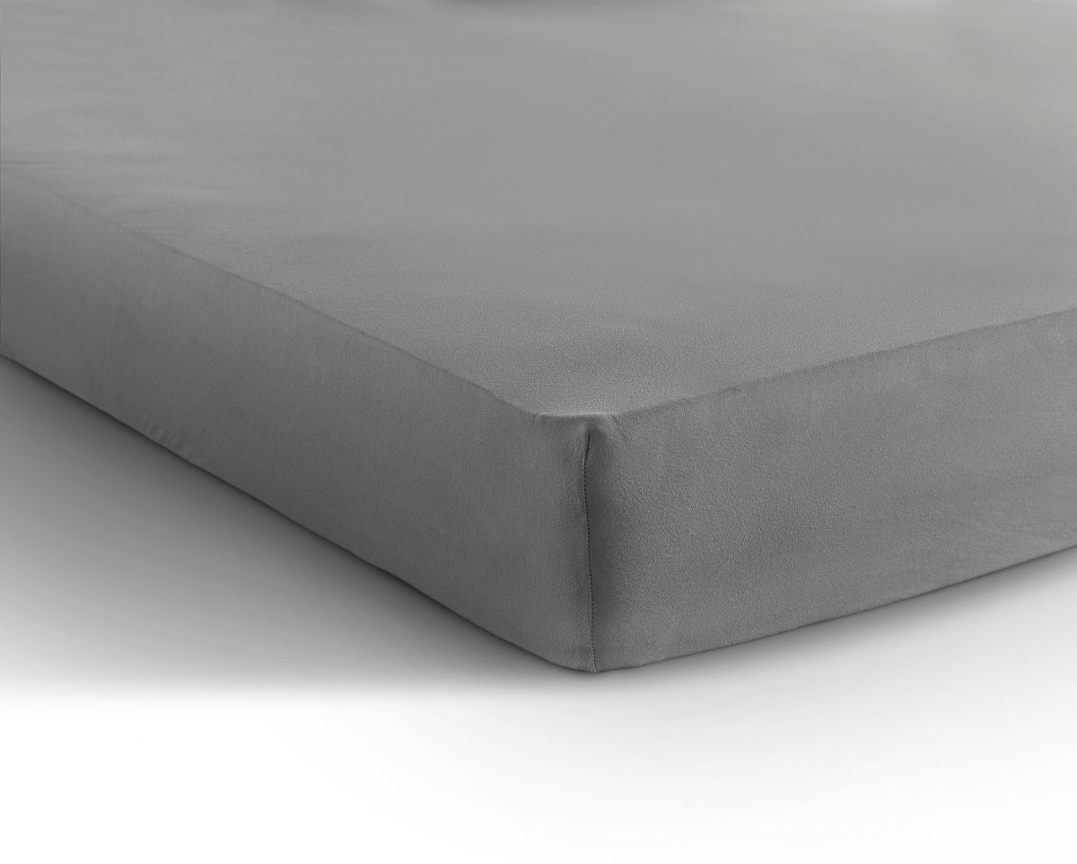 Hoeslaken jersey katoen grijs 190/200 x 200/220 cm, hoekhoogte 30 cm, voor boxspring en matras