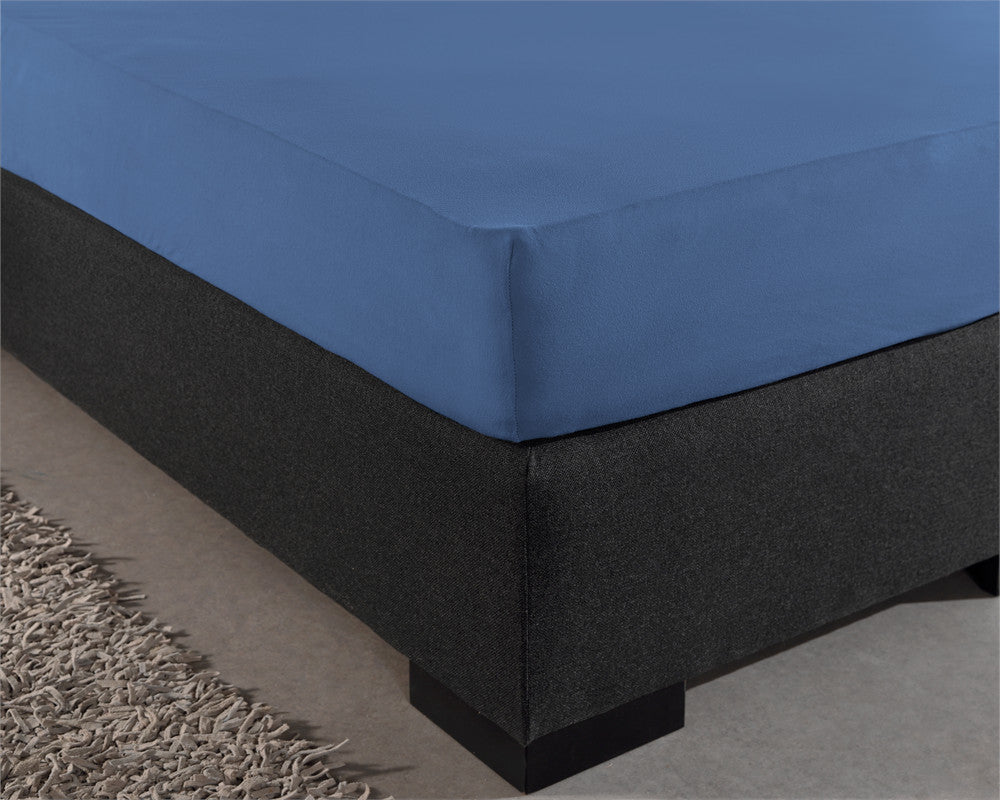 Hoeslaken jersey katoen blauw 190/200 x 200/220 cm, hoekhoogte 30 cm, 135 g/m²