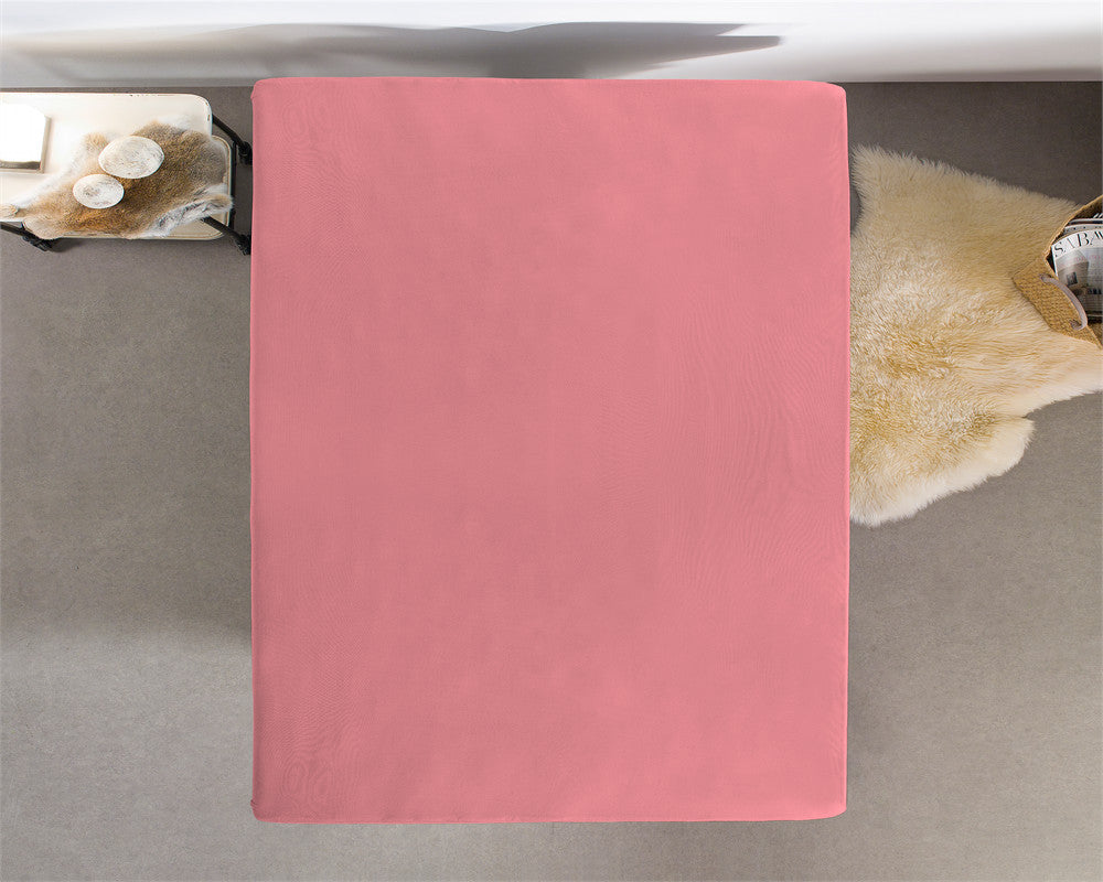 Hoeslaken jersey katoen roze 190/200 x 200/220 cm, hoekhoogte 30 cm, voor boxspring en matras