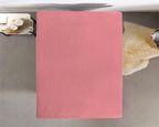 Hoeslaken jersey katoen roze 190/200 x 200/220 cm, hoekhoogte 30 cm, voor boxspring en matras