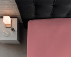 Hoeslaken jersey katoen roze 190/200 x 200/220 cm, hoekhoogte 30 cm, voor boxspring en matras