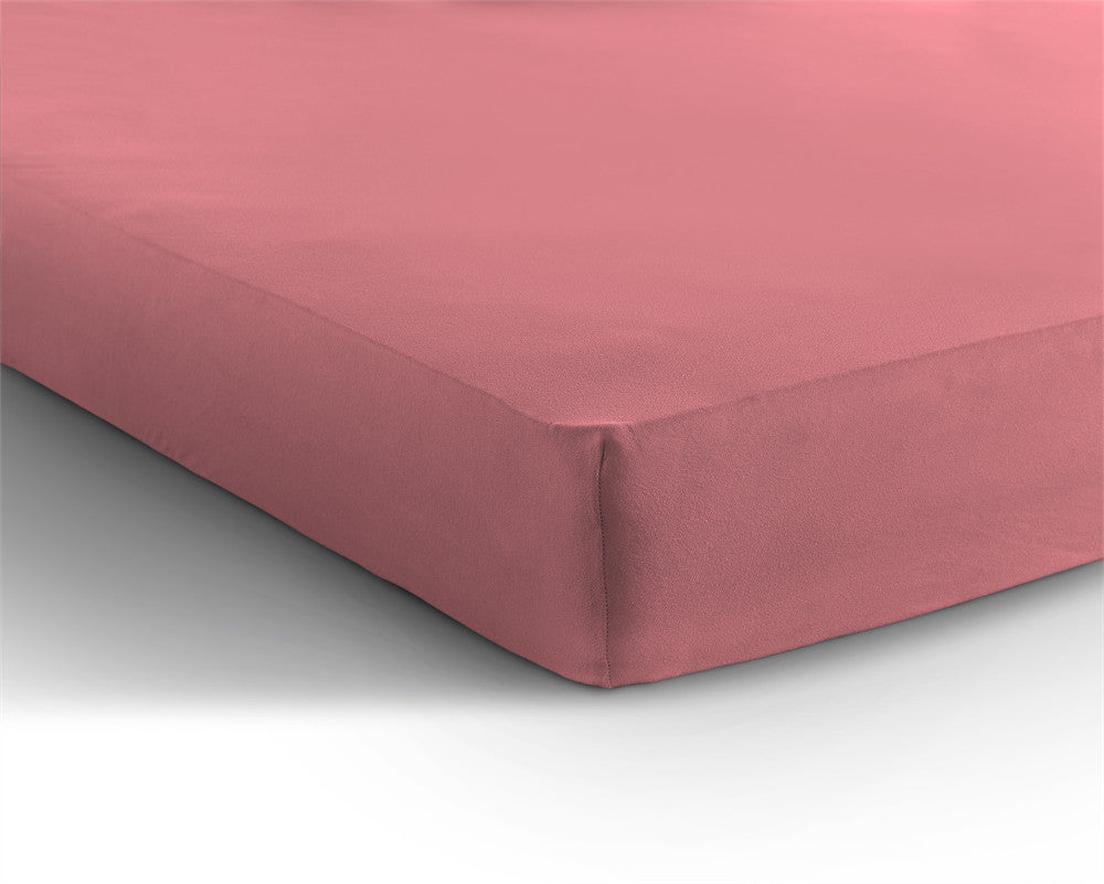 Hoeslaken jersey katoen roze 190/200 x 200/220 cm, hoekhoogte 30 cm, voor boxspring en matras