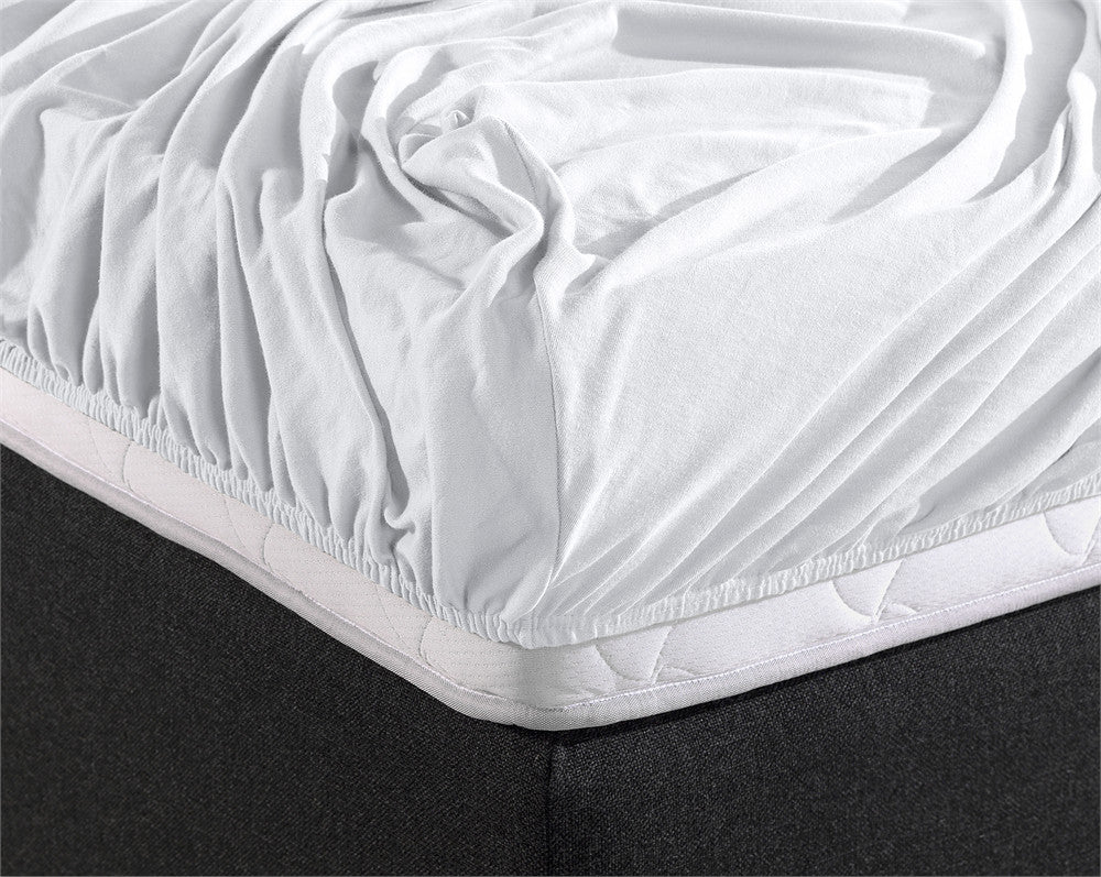 Hoeslaken jersey katoen wit 160/180 x 200/220 cm, hoekhoogte 40 cm, geschikt voor boxspring