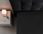 Hoeslaken jersey katoen zwart 80/100 x 220 cm, hoekhoogte 40 cm, voor boxspring en matras