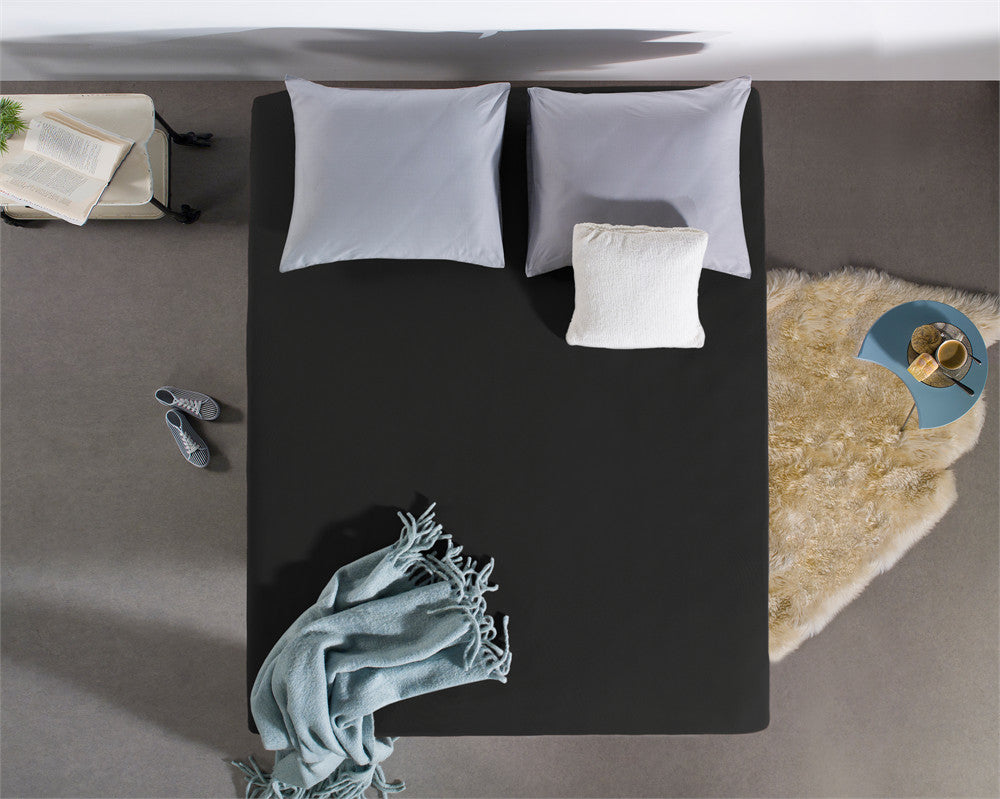 Hoeslaken dubbel jersey katoen zwart 160/180 x 200/220 cm, hoekhoogte 40 cm voor matras en boxspring