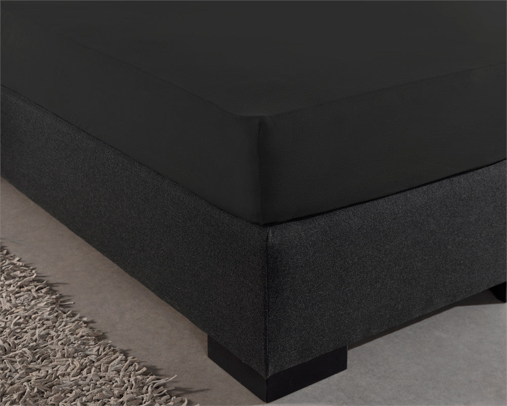 Hoeslaken jersey katoen zwart 190/200 x 220/230 cm, hoekhoogte 40 cm, geschikt voor boxspring en matras