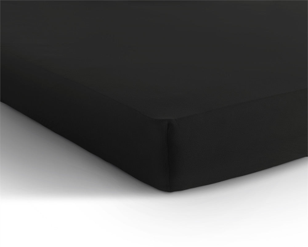Hoeslaken jersey katoen zwart 190/200 x 220/230 cm, hoekhoogte 40 cm, geschikt voor boxspring en matras