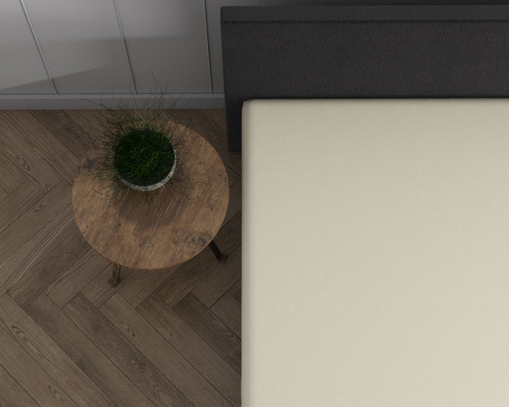 Hoeslaken jersey katoen crème 140 x 200/220 cm, hoekhoogte 40 cm, geschikt voor boxsprings en matrassen