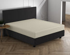 Hoeslaken jersey katoen crème 140 x 200/220 cm, hoekhoogte 40 cm, geschikt voor boxsprings en matrassen