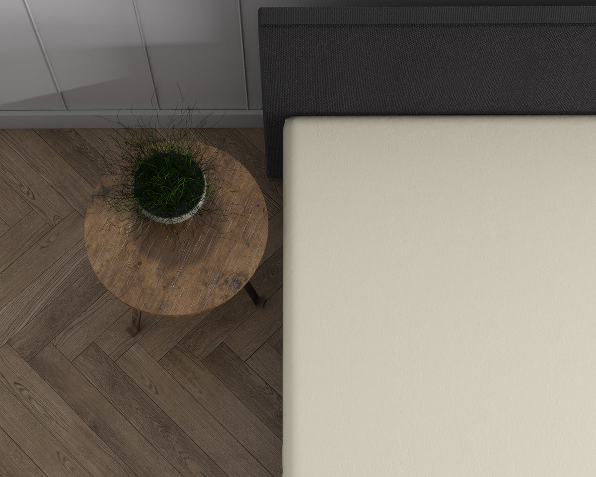 Hoeslaken jersey katoen crème 160/180 x 200/220 cm, hoekhoogte 40 cm, voor boxspring en matras