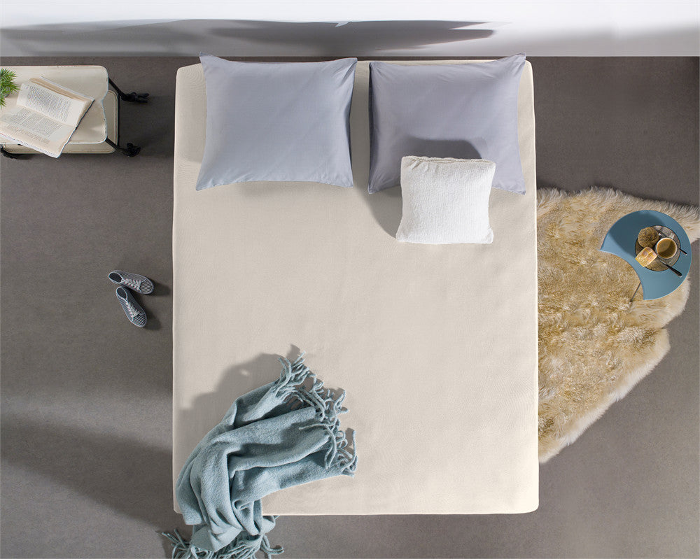 Hoeslaken jersey katoen crème 160/180 x 200/220 cm, hoekhoogte 40 cm, voor boxspring en matras