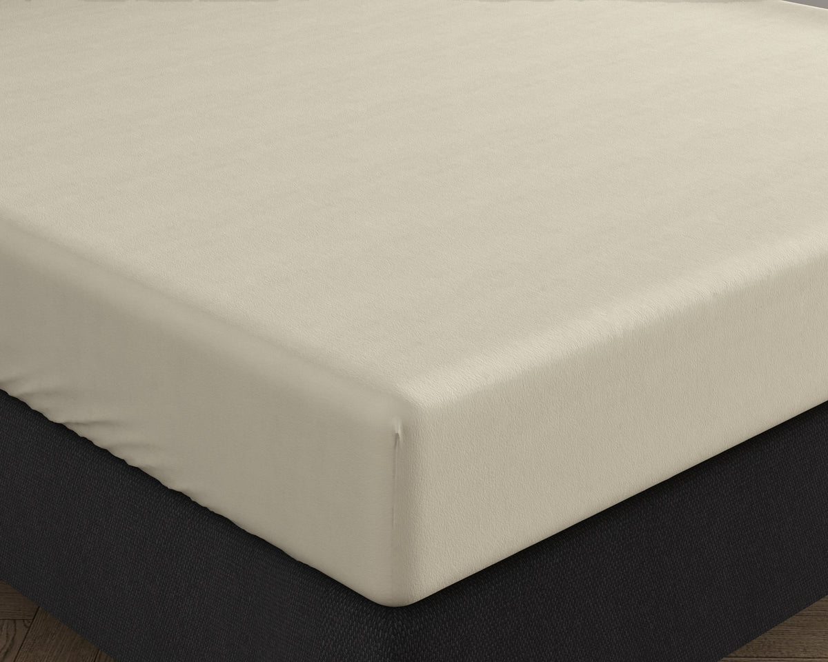 Hoeslaken jersey katoen crème 160/180 x 200/220 cm, hoekhoogte 40 cm, voor boxspring en matras