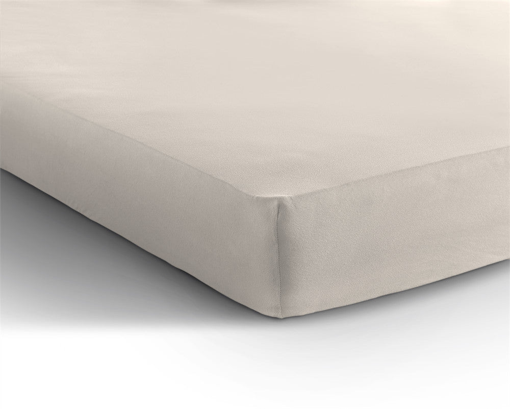 Hoeslaken jersey katoen crème 160/180 x 200/220 cm, hoekhoogte 40 cm, voor boxspring en matras