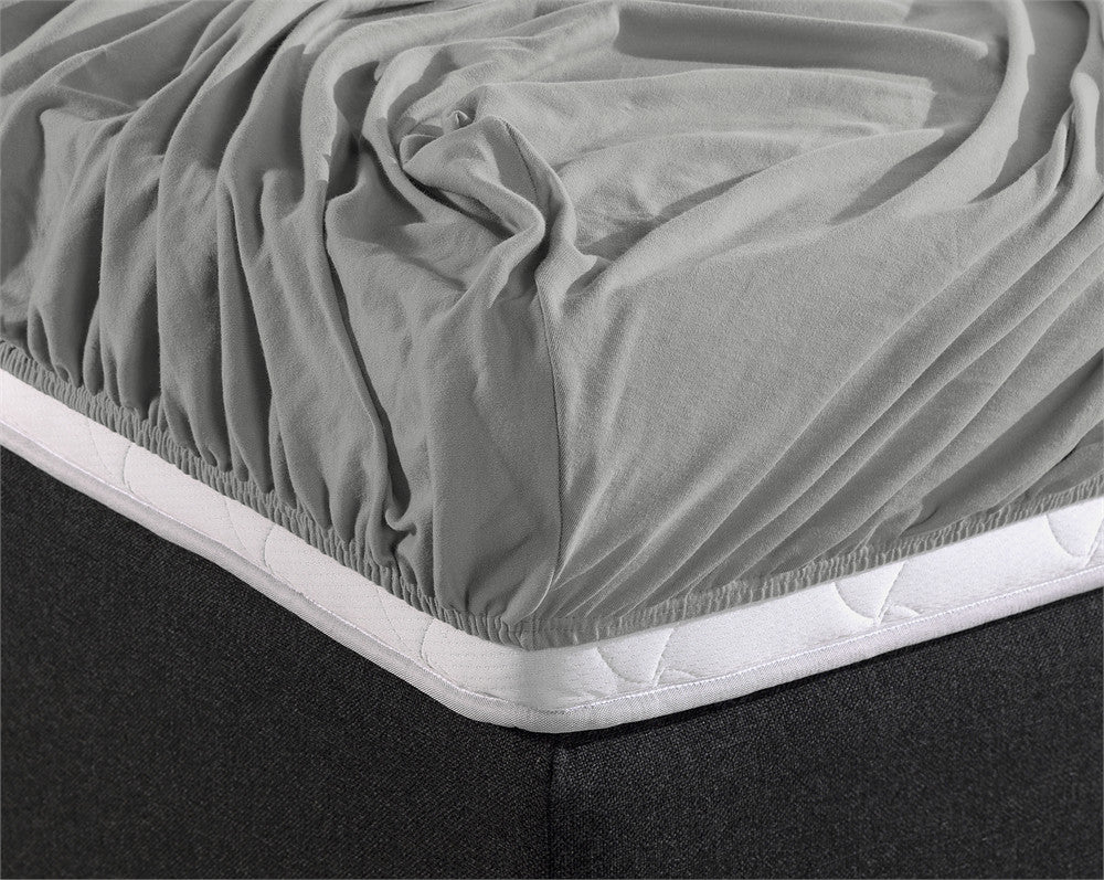 Hoeslaken jersey katoen grijs 80/100 x 220 cm, hoekhoogte 40 cm, voor boxspring en matras