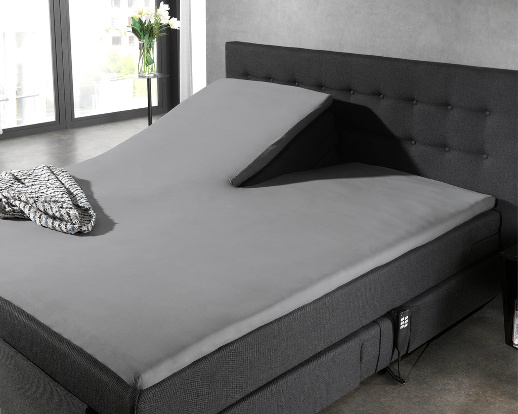 Hoeslaken splittopper katoen percal grijs 160 x 210 cm, voor boxspring en matras