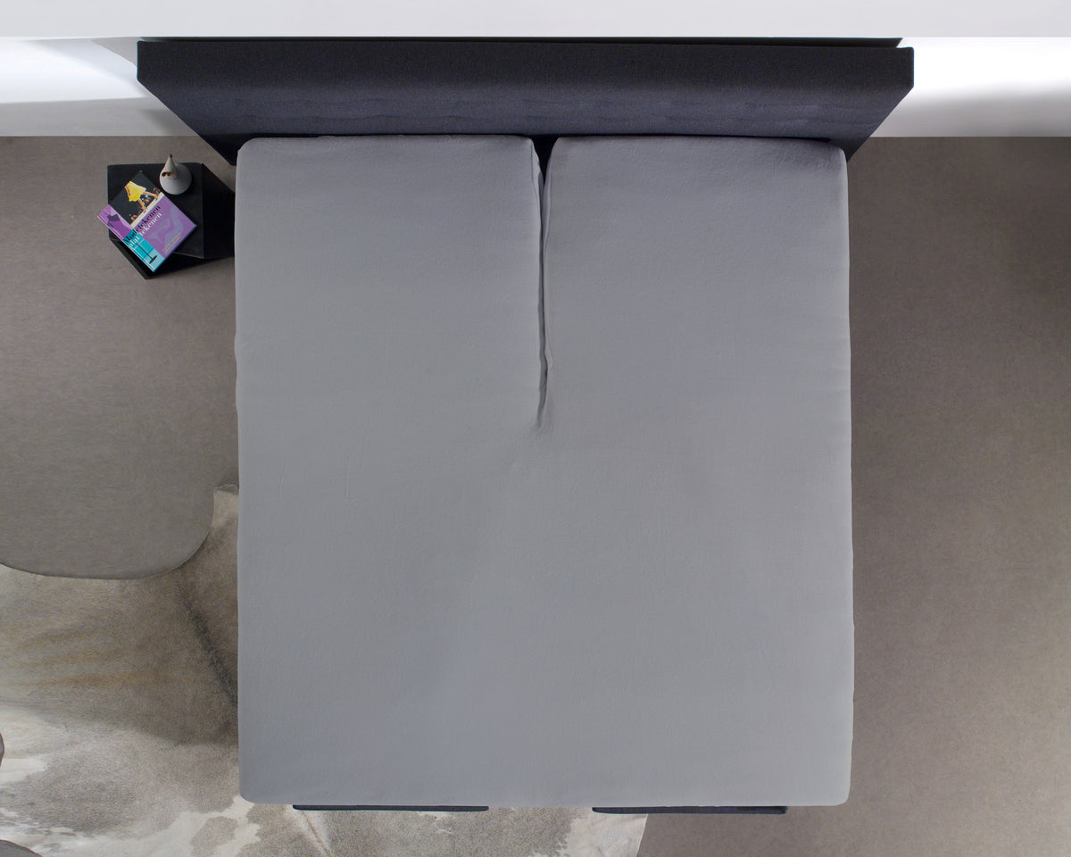 Hoeslaken splittopper katoen percal grijs 160 x 210 cm, voor boxspring en matras