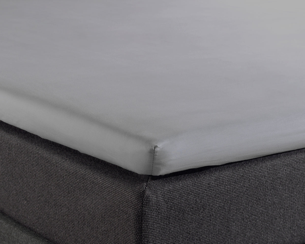 Hoeslaken splittopper katoen percal grijs 160 x 210 cm, voor boxspring en matras