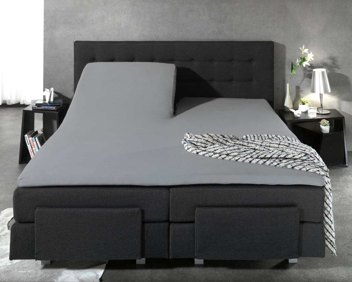 Hoeslaken splittopper katoen percal grijs 160 x 210 cm, voor boxspring en matras