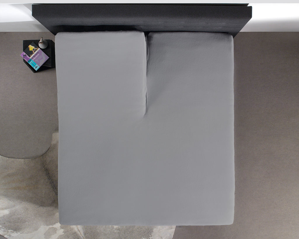 Hoeslaken splittopper katoen percal grijs 160 x 210 cm, voor boxspring en matras