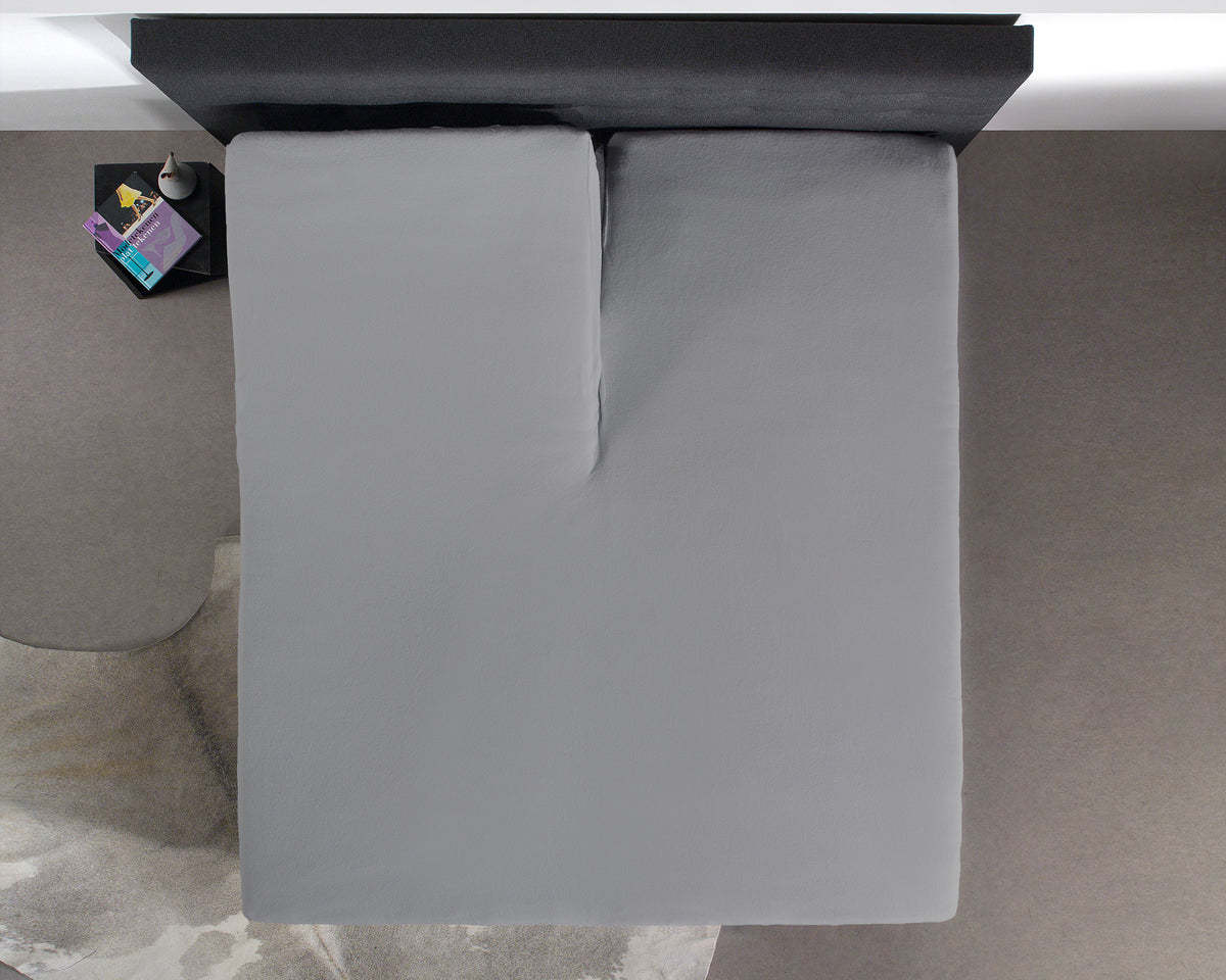 Hoeslaken splittopper katoen percal grijs 160 x 210 cm, voor boxspring en matras
