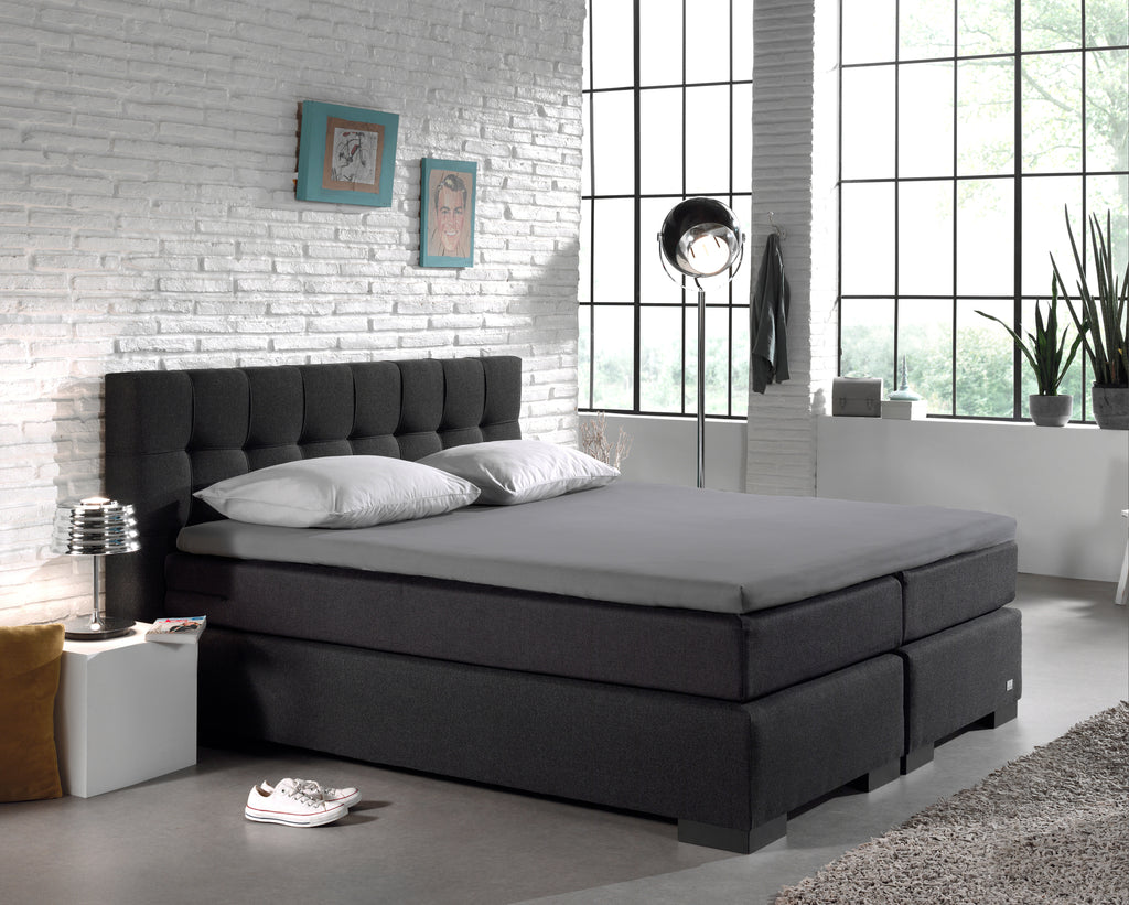 Hoeslaken splittopper katoen percal grijs 160 x 210 cm, voor boxspring en matras