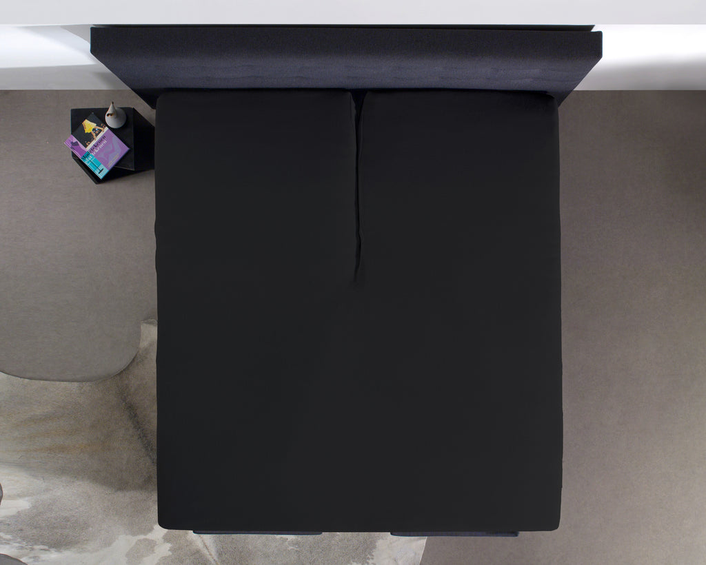 Splittopper hoeslaken katoen percal zwart 160 x 210 cm, voor verstelbare boxspring en topdekmatras