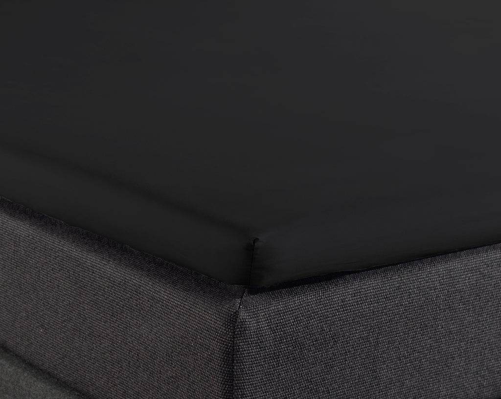 Hoeslaken splittopper katoen zwart 180 x 220 cm, voor boxsprings en matrassen