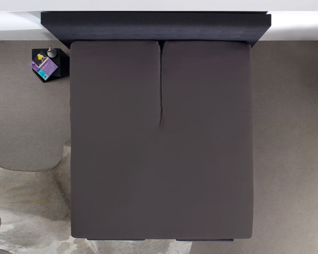 Hoeslaken splittopper katoen percal antraciet 140 x 200 cm, voor boxspring en matras