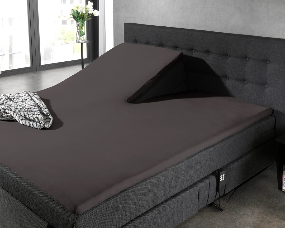 Splittopper hoeslaken katoen percal antraciet 160 x 200 cm, voor verstelbare boxsprings en matrassen