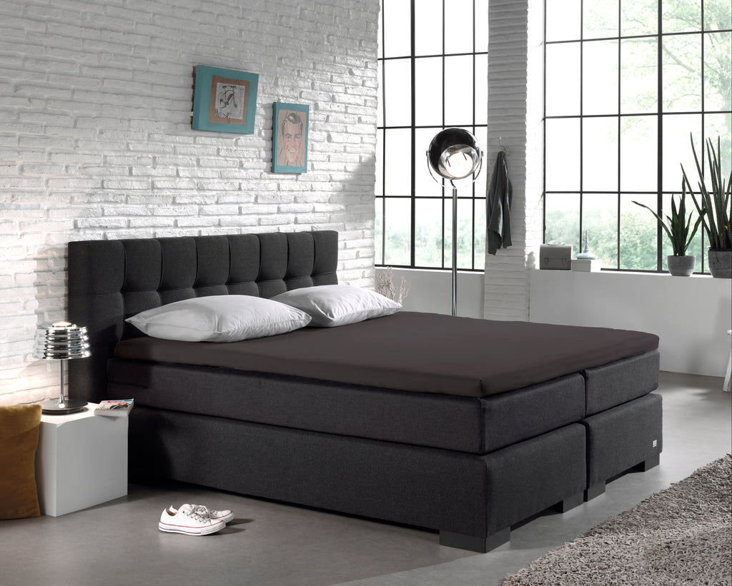 Splittopper hoeslaken katoen percal antraciet 160 x 200 cm, voor verstelbare boxsprings en matrassen