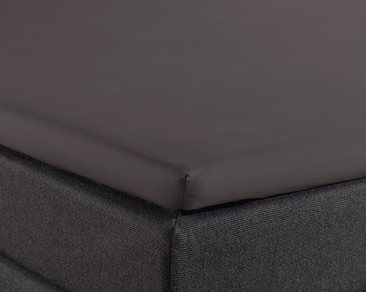 Hoeslaken splittopper katoen percal antraciet 180 x 220 cm, hoekhoogte 15 cm