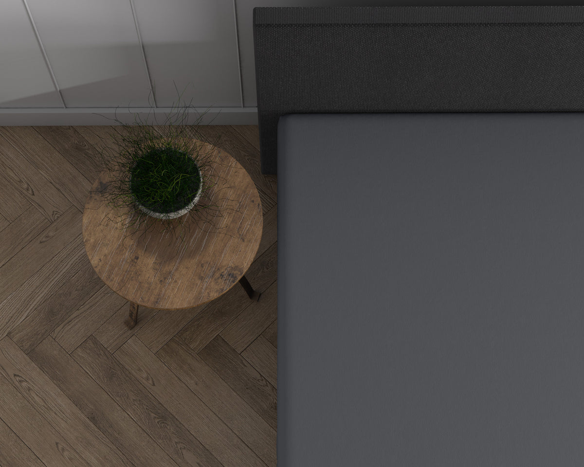 Hoeslaken jersey katoen antraciet 80/100 x 220 cm, hoekhoogte 40 cm voor boxspring en matras