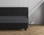 Hoeslaken jersey katoen antraciet 80/100 x 220 cm, hoekhoogte 40 cm voor boxspring en matras