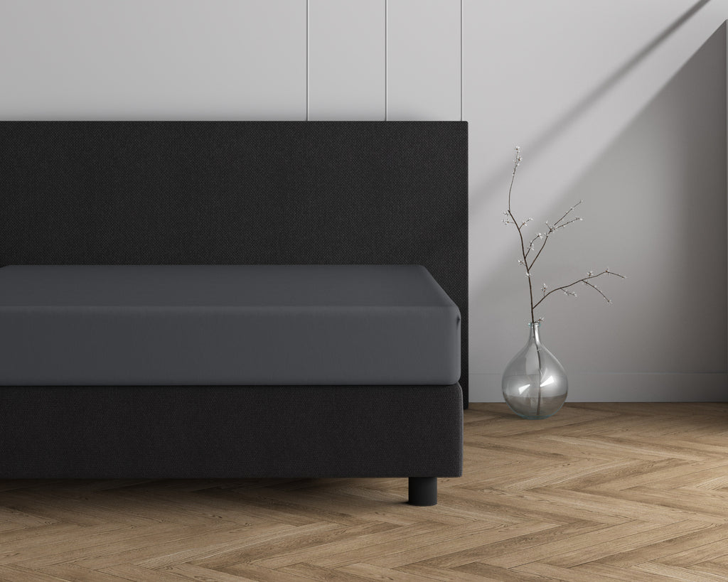 Hoeslaken jersey katoen antraciet 140 x 200/220 cm, hoekhoogte 30 cm, voor boxspring en matras
