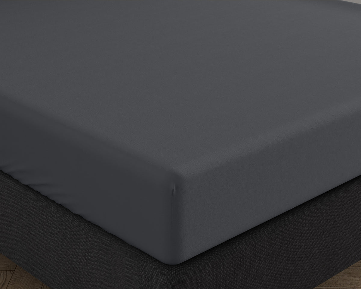 Hoeslaken jersey katoen antraciet 140 x 200/220 cm, hoekhoogte 30 cm, voor boxspring en matras