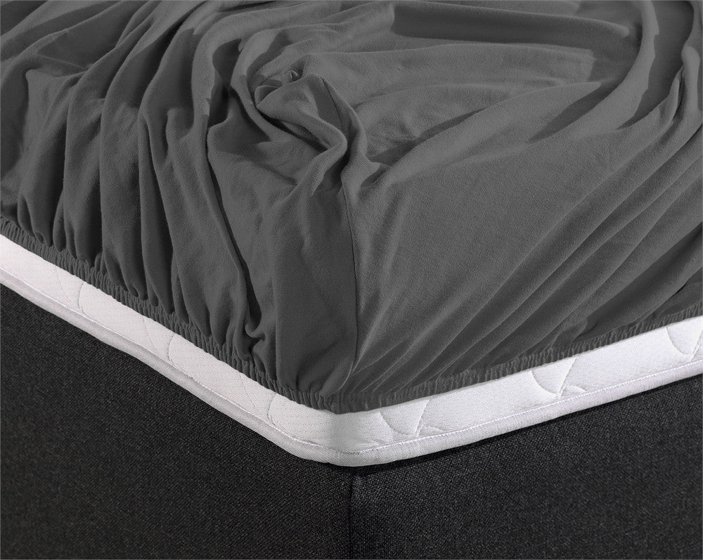 Hoeslaken jersey katoen antraciet 160/180 x 200/220 cm, hoekhoogte 30 cm, geschikt voor boxspring