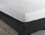 Hoeslaken molton katoen wit 180 x 200/220 cm, hoekhoogte 30 cm, vochtabsorberend