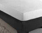 Hoeslaken molton katoen wit 180 x 200/220 cm, hoekhoogte 30 cm, vochtabsorberend