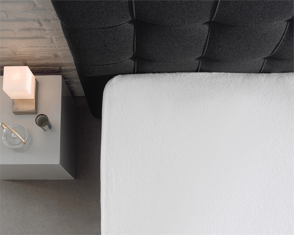 Hoeslaken molton katoen wit 180 x 200/220 cm, hoekhoogte 30 cm, vochtabsorberend