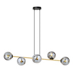 Hanglamp gepoedercoat staal en glas Gravity glamour zwart met goud, 6 fittingen E14, breedte 110 cm