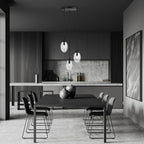 Hanglamp gepoedercoat staal en glas, modern Astraal, zwart met transparante kappen, 3 lichtpunten E14 – 40 x 100 cm