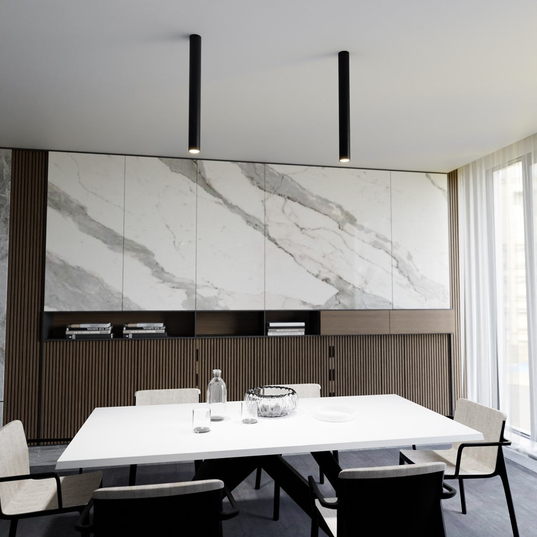 Plafondlamp gepoedercoat staal minimalistisch Tecno 1xl zwart, 1 GU10-fitting voor woonkamer, keuken en gang