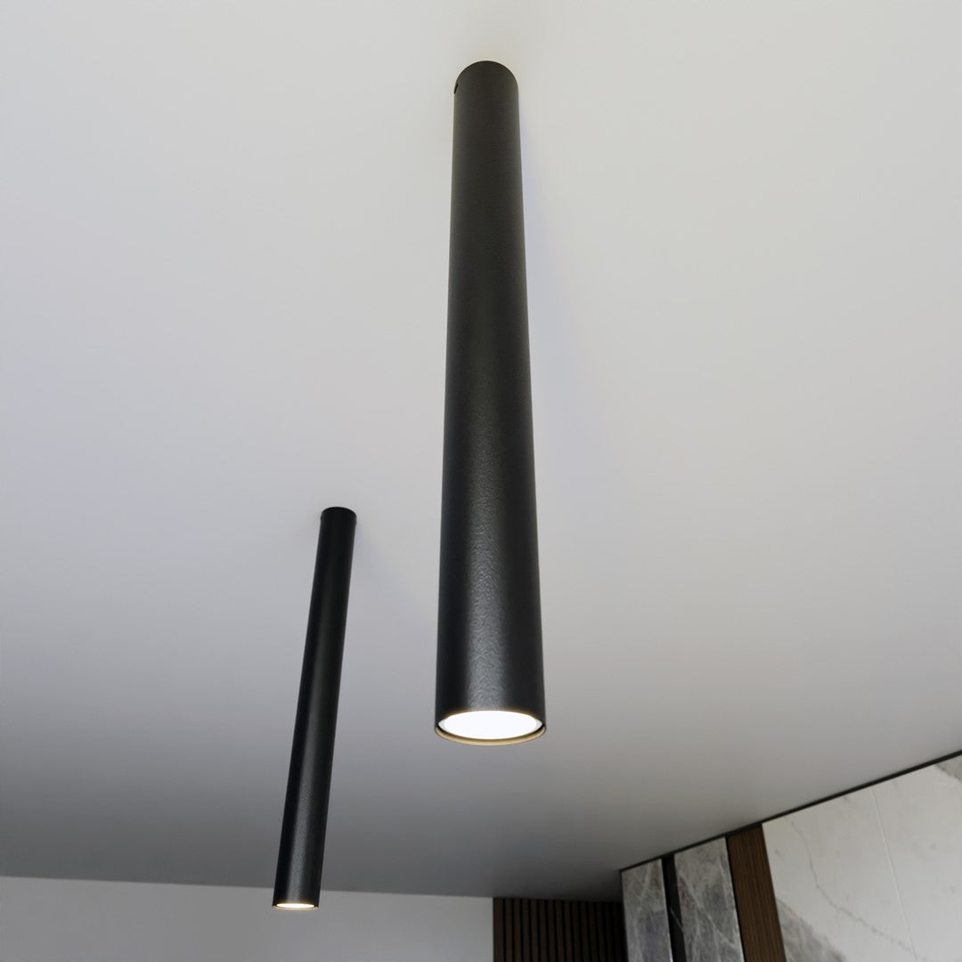 Plafondlamp gepoedercoat staal minimalistisch Tecno 1xl zwart, 1 GU10-fitting voor woonkamer, keuken en gang