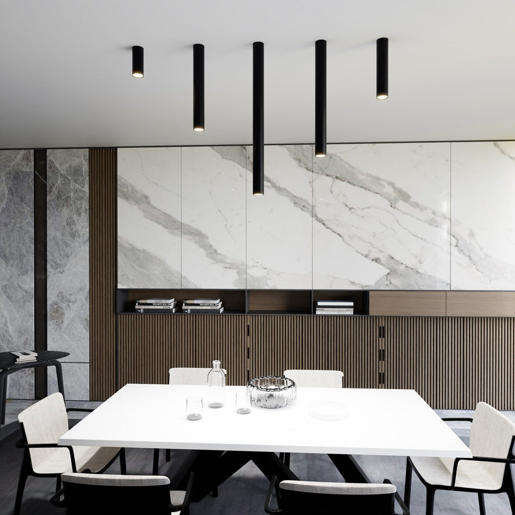 Plafondlamp gepoedercoat staal minimalistisch Tecno 1xl zwart, 1 GU10-fitting voor woonkamer, keuken en gang