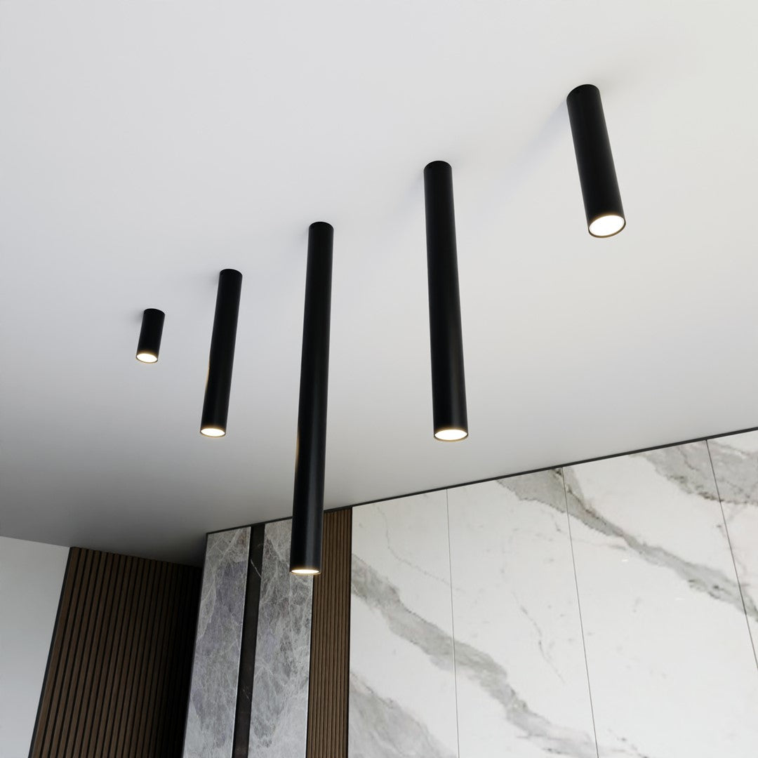 Plafondlamp gepoedercoat staal minimalistisch Tecno 1xl zwart, 1 GU10-fitting voor woonkamer, keuken en gang
