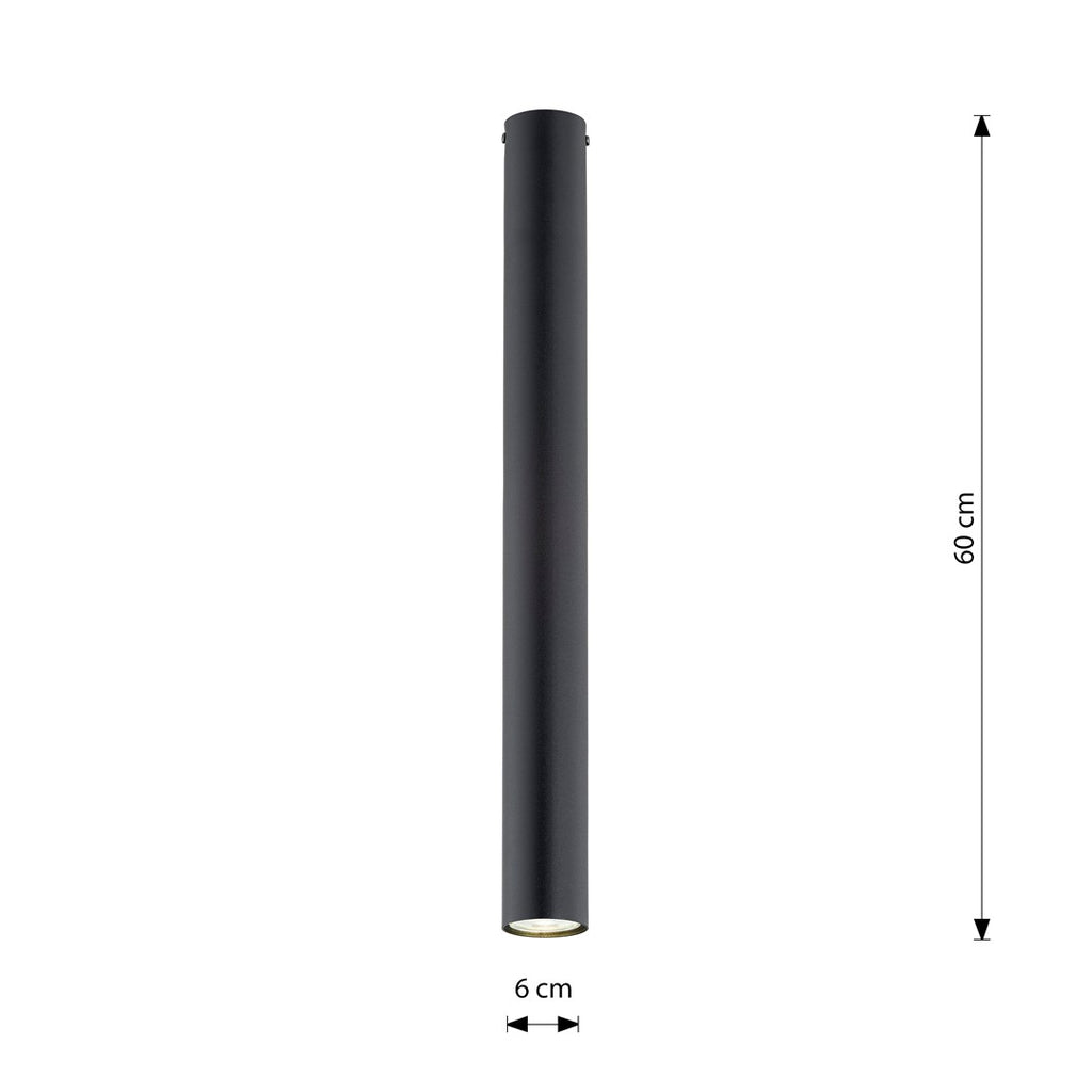 Plafondlamp gepoedercoat staal minimalistisch Tecno 1xl zwart, 1 GU10-fitting voor woonkamer, keuken en gang