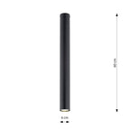 Plafondlamp gepoedercoat staal minimalistisch Tecno 1xl zwart, 1 GU10-fitting voor woonkamer, keuken en gang